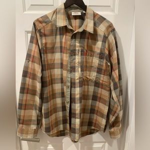 Fjallraven Fjallglim Shirt Mens Large Tan Plaid